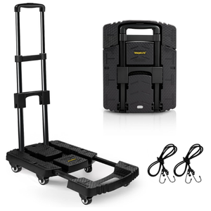 Voipvvii Folding Hand Truck 500lbs, Portable Heavy Duty Dolly Cart, 6 Wheels Collapsible Luggage Cart with 2 Elastic Ropes  Compact Trolley Cart for Easy Moving  Ideal Hand Cart for Travel and More