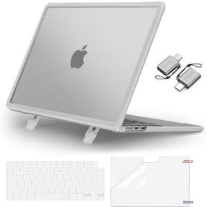 MOSISO Compatible with MacBook Air 13 inch Case M5 M4 M3 M2, Matte Clear | 4 in 1 Kit Anti-Crack Hard Shell with Kickstand for MacBook Air 13.6 inch Case 2026-2022 A3449 A3240 A3113 A2681