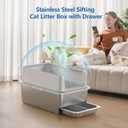 23.6x16x14'' Sifting Litter Box with Drawers, Stainless Steel Drawer Litter Box with 6'' Lid & Metal Scoop, XL Cat Litter Tray, Odor-Control & Saves Clean Time, Fits Most Cats