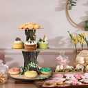 Zopeal Woodland Cupcake Stand Wooden Cupcake Stand Decoration Western Cake Holder Green Leaf Camping Cake Holder for Woodland Theme Wedding Baby Shower Forest Safari Birthday Party Supplies Decoration