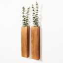 2-Pack Wood Wall Planters with 4 Removable Faux Eucalyptus Stems - Modern Farmhouse Wall Decor for Living Room, Bedroom, Bathroom - Wooden Wall Vases and Fake Eucalyptus for Home Office Decor