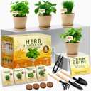 HOME GROWN Herb Garden Planter Indoor Kit Unique Christmas Gift for Adults, Men, & Women - Grow 4 Heirloom Herb Seeds on Kitchen Window Beginner DIY Craft & Hobby Gardening Gift for Plant Lovers