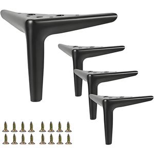 4 Inch Matte Black Metal Furniture Legs Heavy Duty Triangle Furniture Feet DIY Modern Replacement Legs for Cabinet Sofa Couch Chair-Set of 4