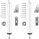 2 PCS Screen and Storm Door Closer Kit, Heavy Duty Pneumatic Screen and Storm Door Closer, Screen and Storm Door Push Button Latch Set Replacement Kit, Adjust Smooth Closing Speed (White)