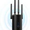 WiFi Extender Signal Booster, WiFi Booster Dual Band 5.8GHz&2.4GHz, Covers Up to 10000 Sq.ft, 1.2Gbps WiFi Repeater with One Ethernet Port, One-tap Setup