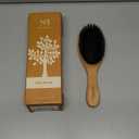 SunHer Boar Bristle Hair Brush - 100% Soft Boar Bristle Brush for Women Men Kids Restore Shine and Fine - Wooden Slick Back Hairbrush with Plastic Tail Comb for Short Thin Dry Hair (Brown)