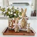 Cinnvoice 3 Pcs Rattan Effect Resin Easter Bunny Figurines Decor Wicker Easter Bunny Garden Statue with Bow for Spring Table Centerpieces Indoor Outdoor Patio Yard Farmhouse Decorations Home Decor