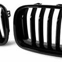F10 Grill Front Kidney Grille Replacement Compatible with 2010-2017 BMW 5 Series F10 F11 F18 Sedan 520i 528i 535d 535i 550i Easy Installation ABS Materia (Single Slat Gloss Black, F10 (2010-2016))