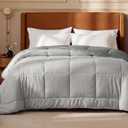 Bedsure Oversized King Comforter Duvet Insert, Quilted Down Alternative Bedding, Ultra Soft Lightweight Comforter Blanket for Bed, with Corner Tabs, Washable, 116x98 in, Light Grey/Grey