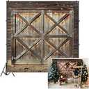 Leowefowa Rustic Barn Door Backdrop For Photography 10x10ft Western Cowboy Background Child Kids Adult Wedding Photo Shoot Wild West Theme Bday Party Banner Baby Shower Photo Booth Prop Xmas Wallpaper