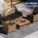 3 Pack Outdoor Patio Seat Cushions, Weather and Fade Resistant Outdoor Loveseat Cushions - 3 In Thicke Anti-slip Wicker Furniture Cushions Fit for 4-Seater Rattan Patio Conversation Sofa Set