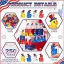Skylety 48 Pcs 250th Anniversary of USA Patriotic Resin Ducks 4th of July Independence Day Party Decor Luminous Duck Figure Garden Potted Miniature Cake Decor Craft Charms Collector Veteran Souvenir