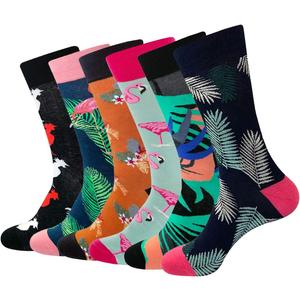 Mens Christmas Socks Novelty Crew Dress Holiday Socks Winter Crazy Fun 6 Pairs (Assorted Series B)