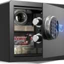 Smart Biometric Safe - (0.80 cu. ft.) Fingerprint Lock Box with Silent Mode, Backlit Keypad and LED Light, Small Caja Fuerte with Anti-Rust and Anti-Theft