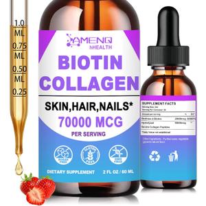 4 x Liquid Biotin and Collagen for Women,Hair Growth & Strength Support 2oz