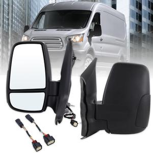 Left Driver Side Door Mirror Compatible With 2015-2025 Ford Transit 150 250 350 350HD With Power Glass Manual Folding Matte Black (Short Arm) Replace#CK4Z-17683-DA (3Pins)