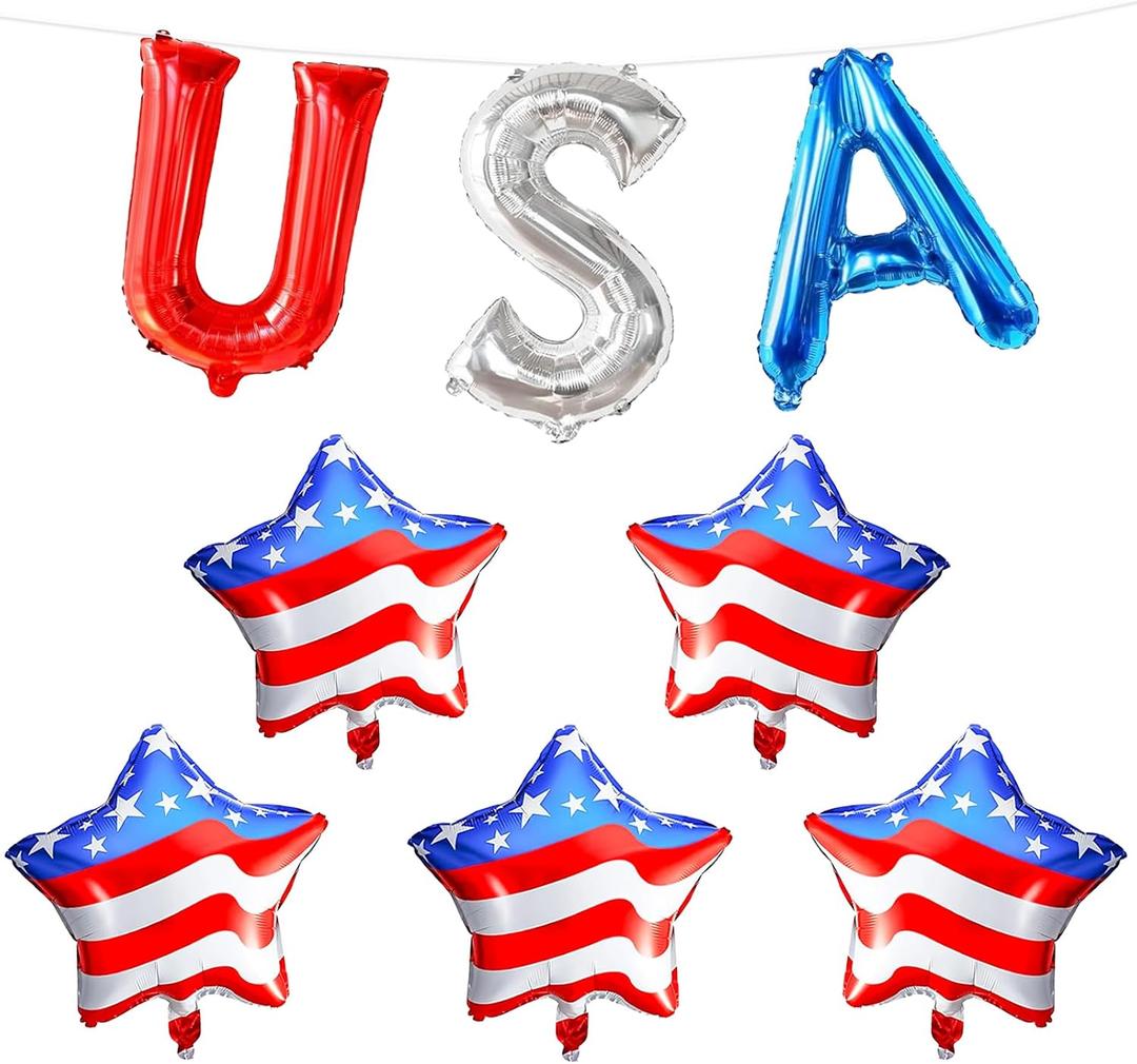 2 x 4th Of July Decorations, USA Balloons And Star American Flag Balloon, Fourth Of July Balloons For Memorial Day Decorations, Patriotic decor, Labor Day Decoration