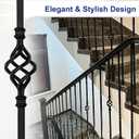 Sidasu 10 Pack Iron Balusters for Staircase Stair Spindles Hollow Single Basket with Double Twist 1/2" Square Metal Stair Balusters with 20 Baluster Swivel Shoes