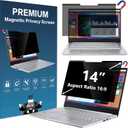 14 inches Magnetic Privacy Screen for Laptop Widescreen 16:9 Monitor | Computer Privacy Shield | Anti Glare & Blue Light Filter | UV & Eye Protection | Anti Spy | Anti-Scratch Protector Film