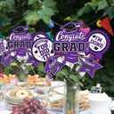 30PCS Graduation Party Decorations Congrats Grad Table CenterpieceTable DecorationsCongratulate Graduation Centerpiece Sticks Table Toppers for Graduation Party Supplies(Purple