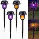 Qualirey 4 Pcs Solar Mosquito Zapper Outdoor Waterproof Solar Powered Bug Zapper Outdoor Mosquito Killer Lamp Trap Repellent Light for Garden Yard Insect (Purple and Flame Light,Black)
