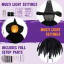 JOYIN 5 FT Halloween Witch Decorations Outdoor, Set of 3 Light Up Holding Hands Witches with Cauldron Yard Stakes, LED Witch Cauldron on Tripod for Graveyard Yard Lawn Party Haunted House Decor