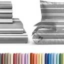 6 Piece Grey Stripes King Bed Sheet Set with Duvet Cover - 8 to 16 inch Deep Pockets - 1 Flat, 1 Fitted Sheet and 4 Pillowcases - Oeko-TEX - Ultra Soft, Cozy and Wrinkle Free - Hotel Luxury Bedding