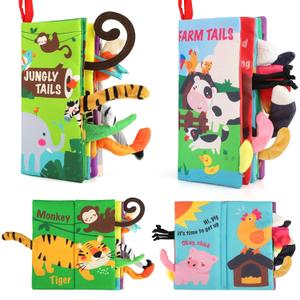 beiens Baby Books 0-6 Months, 2PCS Baby Toys 0-3-6-12-18 Months, Touch Feel Sensory Cloth Crinkle Soft Books, Tummy Time Stroller Infant Newborn Toys, Boy Girl Shower Gifts