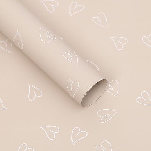 MLSG 20 Sheet Solid Color Heart Wrapping Paper - Waterproof Floral Bouquet Wrapping Paper, Florist Supplies Packaging Paper for Wedding Birthday Gift Wrap Paper (Naked Color)