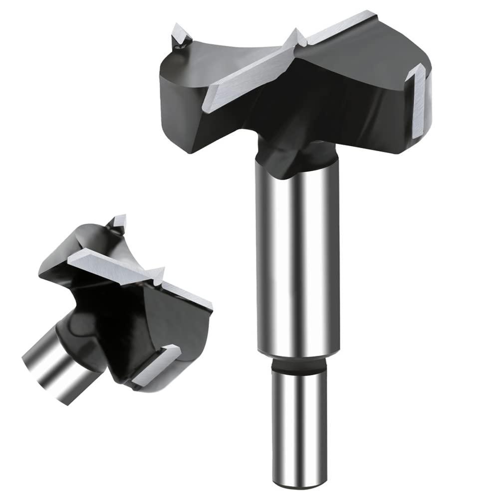 NICAVKIT 2-1/4 Inch Carbide Forstner Drill Bit, Carbide Tipped Forstner Bit for Hard Wood, Wood Drilling Bit Woodworking Hinge Cutter Tool Kits for Woods Plywood Plastic