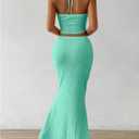 SOLY HUX Women's Two Piece Outfits Twist Front Halter Cami Tops and Skirt Summer Set (Green, XL)