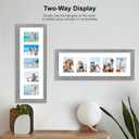 Hongkee 8x24 Picture Frame 2 Pack, Rustic Grey Wood Frame with Tempered Glass, Display Pictures Multiple Five 4x6 With Mat or 8 x 24 Without Mat - Horizontal or Vertical Wall Mounting