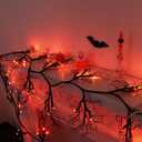 6 Ft 45 LED Willow Vine Twig Decor Black Halloween Garland with Orange Lights, Timer 8 Modes Waterproof Battery Operated Indoor Halloween Decorations for Wall Fireplace Mantle Home Office Party Decor