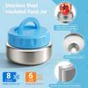 Stainless Steel Bento Box Kids Adult with 8oz Soup Thermo, 3 Compartments Metal Bento Lunch Box with Insulated Food Jar,Lunch Box Container Sauce Cup for School,BPA-Free(Blue)