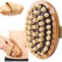 2 PCS Meridian Massage Brushes, Wood Therapy Massage Tools with Essential Oil, Handheld Meridian Brush for Belly Fat, Full Body Relaxation Cellulite Pressure Brushes for Legs, Arms, Back (Brown)