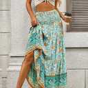 CFLONGE Summer Maxi Skirts for Women 2026 Fashion Boho Long Skirt Trendy Floral High Waist A Line Beach Skirt Vacation Outfit (XXL)