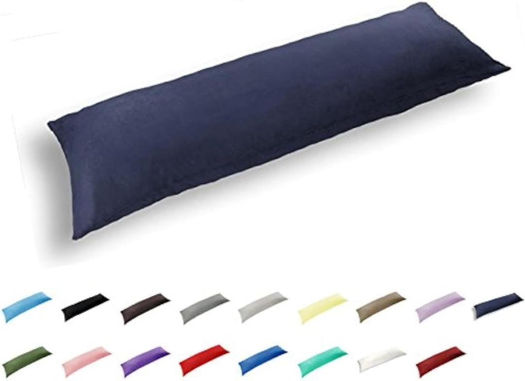 TAOSON 100% Cotton 300 Thread Count Body Pillow Cover Pillowcase Pillow Protector Cushion Cover with Zippers Only Cover No Insert (Navy Blue,21"x54")