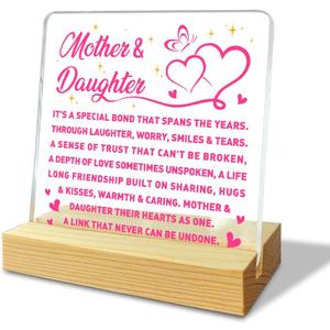 Mom Gifts from Daughter, Mothers Day Gifts for Mom, Mom Birthday Christmas Grateful Valentines Gifts, Mom Acrylic Decor Plaque Sign, Best Mom Ever Gifts, Mother And Daughter Their Hearts As One
