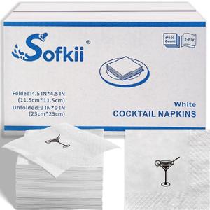 400 Count Celebrate Cocktail Napkins, 4.5x4.5 Inch 2-Ply Disposable Paper Napkins, Bulk Beverage Napkins for Dinner Wedding Bar Party and Daily Use