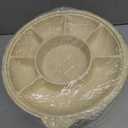 20 Pcs Disposable Divided Plates with 6 Deep Compartments 11 Inch Compostable Serving Tray with Lid Round Large Taco Chips Fruits Veggie Plates for Party Buffet
