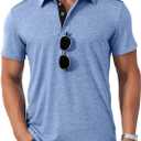 Angbater Men's Button Polo Shirts Short Sleeve Casual Summer T-Shirt Slim Fit Contrast Color Golf Shirt (XL)