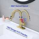 Kablle Bathroom Sink Faucet with Pull Down Sprayer, Brushed Gold Single Handle Pull Out Faucet with Pop-Up Drain, 1 or 3 Hole Laundry Bar Basin Faucet with Deck Plate, KBL-7002BG-CL