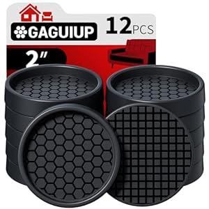 Non Slip Furniture Pads - 2" Anti Skid Caster Cups, 12PCS Round Furniture Coasters for Hardwood Floors, Anti Slide Furniture Cup Bed Couch Floor Protectors, Furniture Stoppers to Prevent Sliding(Black)