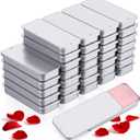 Norme 40 Pcs Small Slide Top Tin Lip Balm with Lids Rectangular Metal Containers for Lip Balm Candies Jewelry Crafts Pills Storage Kit(3.15 x 1.38 x 0.43 Inch,Silver)
