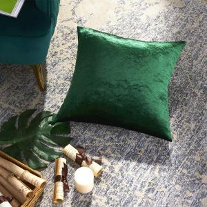 GIGIZAZA Decorative Throw Pillow Covers 16x16,Set of 2 Forest Green Square Couch Pillow Covers,Velvet Sofa Boho Cushion Pillows