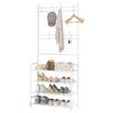 WEECRON Entryway Shoe Rack with Coat Rack 4 Tier Shoe Stand Orqanizer for Bedroom Dorm, White