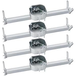 Therwen 4 Pcs Adjustable Fan Electrical Box Brace 14.2 Inches Long Silver Ceiling Fan Mounting Bracket for Fans and Light Fixtures