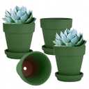 vensovo 6 Inch Clay Pot for Plant with Saucer - 4 Pack Large Green Terra Cotta Plant Pot with Drainage Hole, Flower Pot with Tray, Terracotta Pot for Indoor Outdoor Plant
