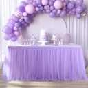 14ft Lavender Tulle Table Skirts for Rectangle Tables or Round Tables Lavender Ruffle Tutu Tablecloth for Girls Baby Shower Birthday Party Wedding Cake Dessert Table Decorations