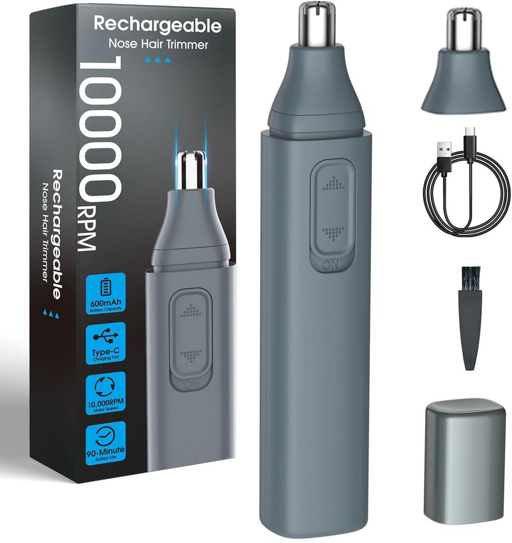 JISHO Ear and Nose Hair Trimmer for Men Women 10000 RPM Powerful Motor with Dual Stainless Steel Edge Blades USB Type-C Rechargeable for Easy Cleansing Travel Size1 Refill
